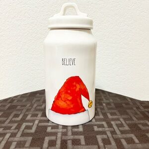 Rae Dunn Christmas BELIEVE canister